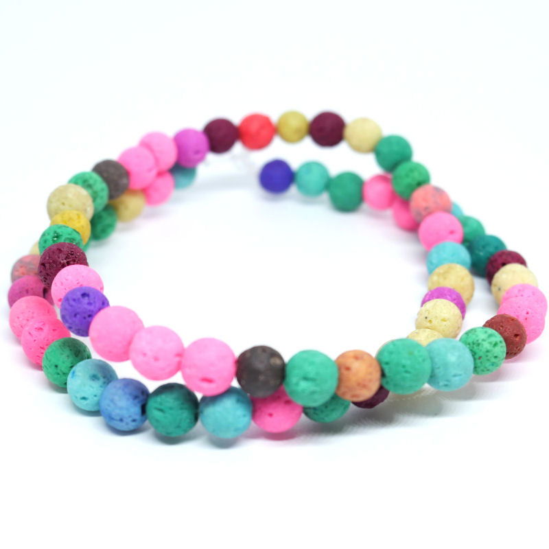 Tiras de cuentas lava natural teñidas 6mm agujero:1mm 60 piezas - - Crystaldreams Abalorios