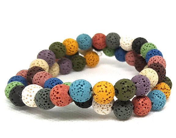 Tiras de cuentas lava natural teñidas 8mm agujero:1mm 47 piezas - - Crystaldreams Abalorios