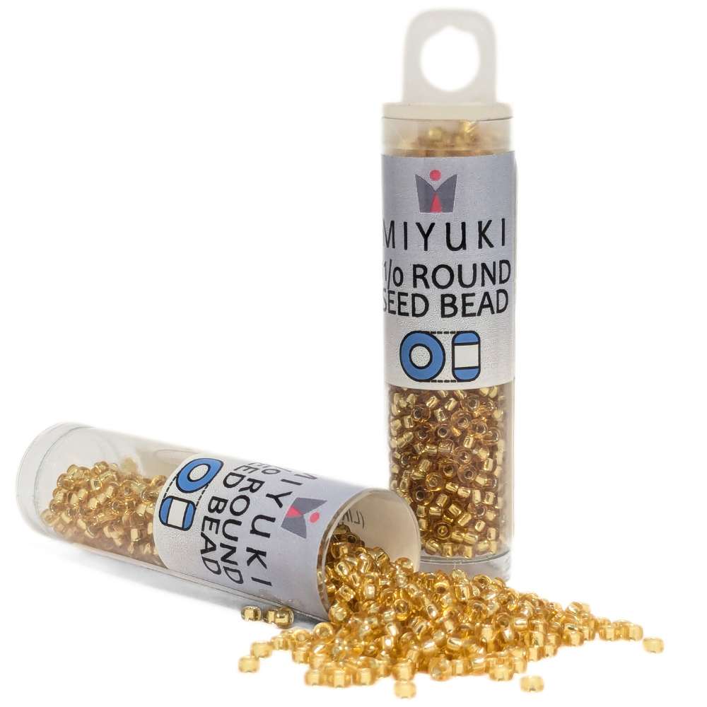 Tubo Rocallas Miyuki 11/0 "Crystal Silver Lined Gold" Color 2 -