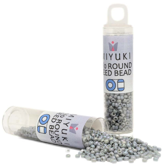 Tubo Rocallas Miyuki 11/0 Frosted Opaque GlazeRainbow Cadet Gray 4705 -
