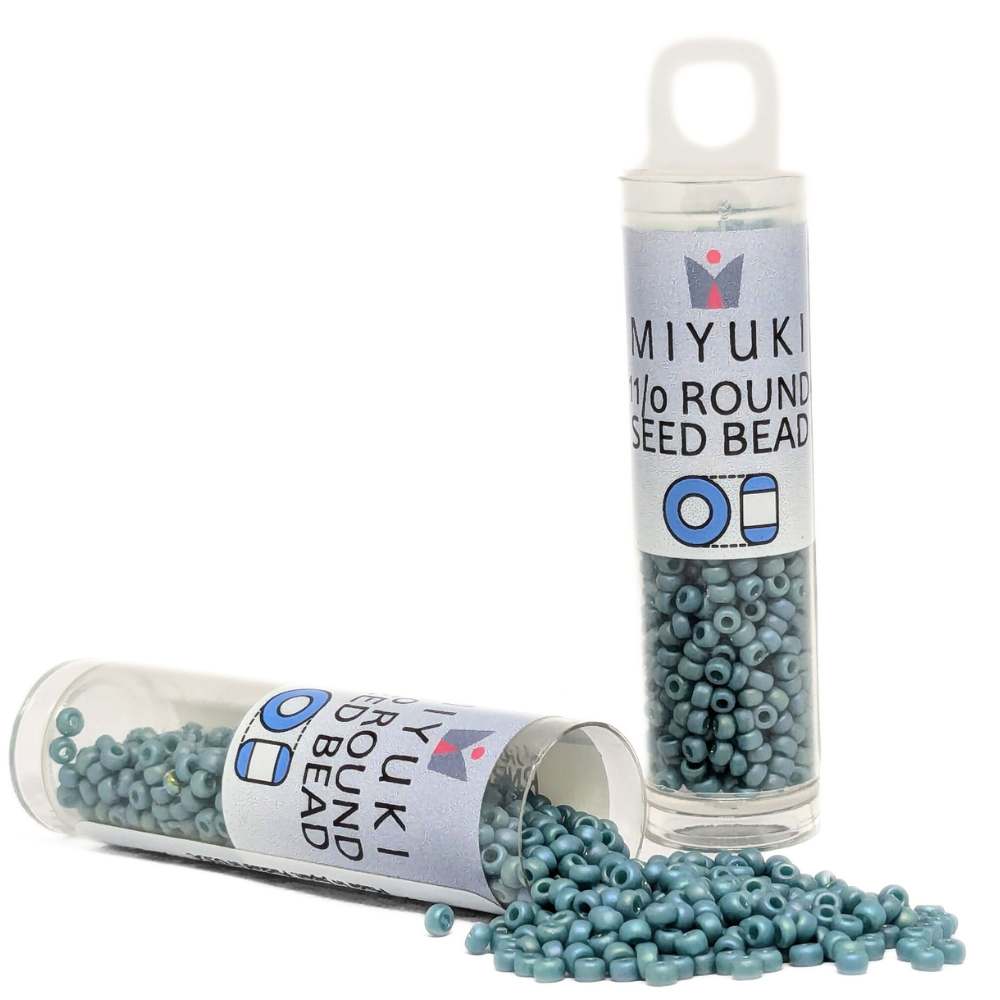 Tubo Rocallas Miyuki 11/0 Frosted Opaque Glaze Rainbow Peacock 4702 -