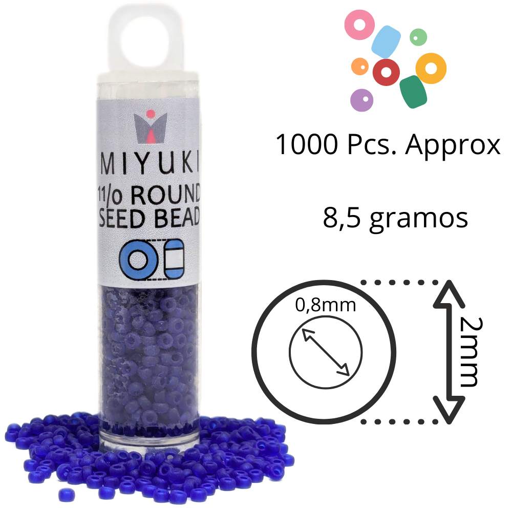 Tubo Rocallas Miyuki 11/0 "Matte Transparent Cobalt" Color 151F -
