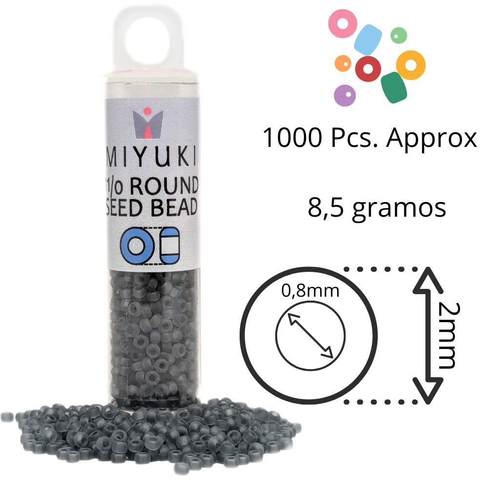 Tubo Rocallas Miyuki 11/0 "Matte Transparent Gray" Color 152F -