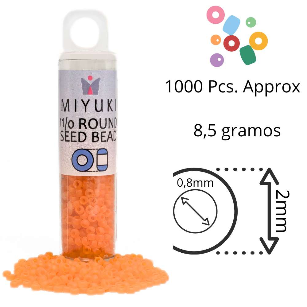 Tubo Rocallas Miyuki 11/0 "Matte Transparent Orange" Color 138F -
