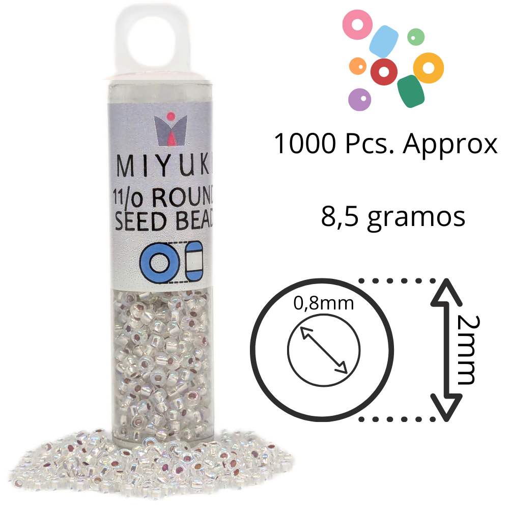 Tubo Rocallas Miyuki 11/0 "Silver Lined Crystal AB" Color 1001 -