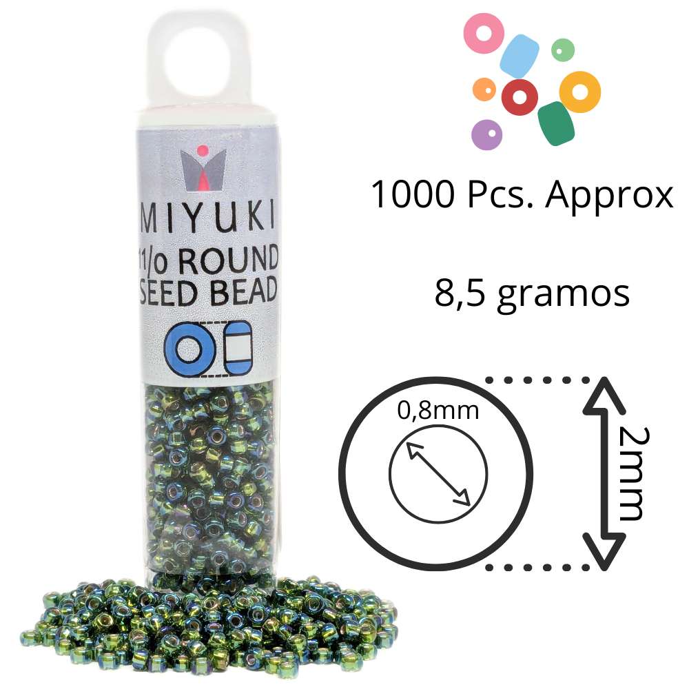 Tubo Rocallas Miyuki 11/0 "Silver Lined Olive AB" Color 1026 -