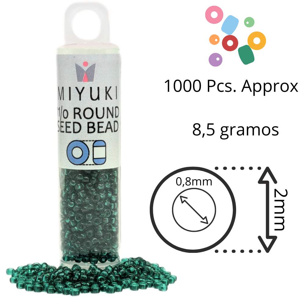 Tubo Rocallas Miyuki 11/0 "Transparent Emerald" Color 147 -