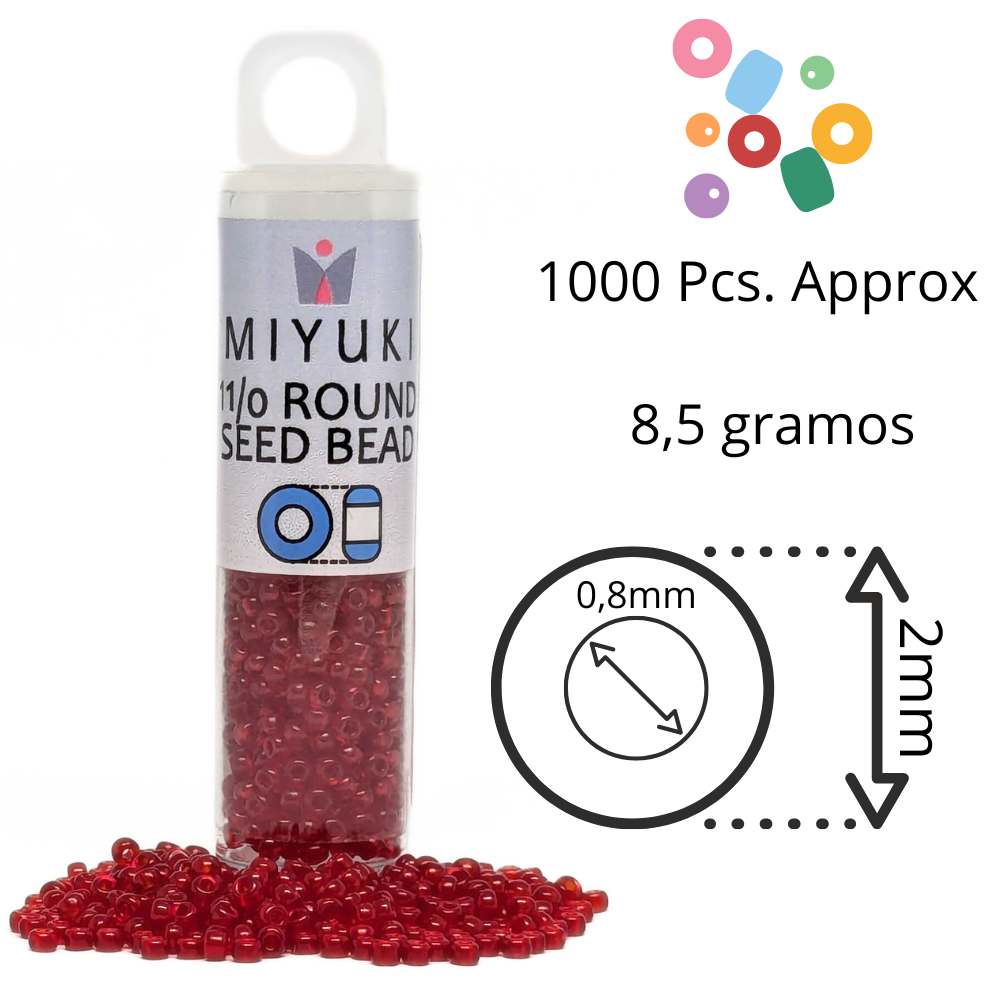 Tubo Rocallas Miyuki 11/0 "Transparent Ruby" Color 141 -