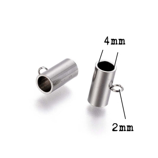 Tubo de Acero Inoxidable 201 con Anilla, 8x10x5mm Diámetro Interior 4mm - - Crystaldreams Abalorios