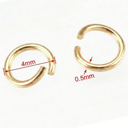 10 x Anillas Abiertas 4mm x 0,5mm Acero Inoxidable Chapado Oro Real de 18K