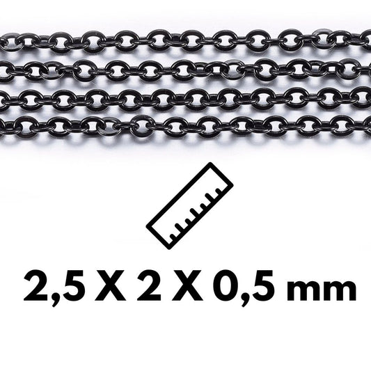 Cadena Detalle de eslabones ovalados soldados de 2,5x2 mm