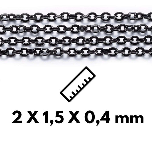Stainless Steel Chain Black 3 x 2.5 mm – Price per Meter