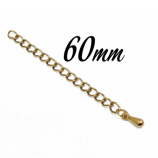 cadena de extensión en acero inoxidable dorado para collares