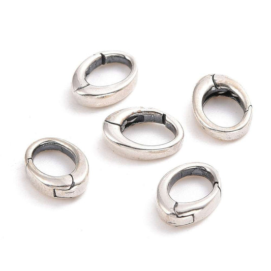 Cierre Anilla Muelle Oval Plata 925 - Plata Antigua 9x6mm