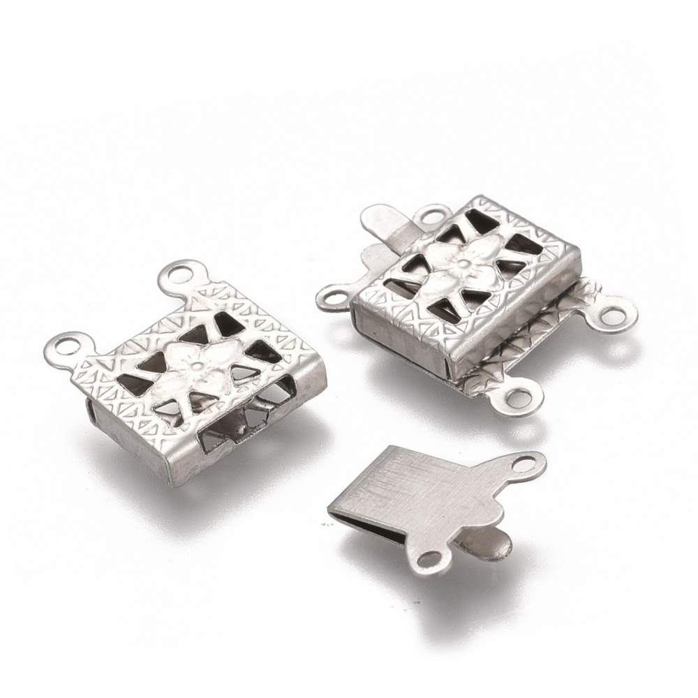 Cierre a enganche en acero inoxidable - 4 anillas 15x10x3mm Silver