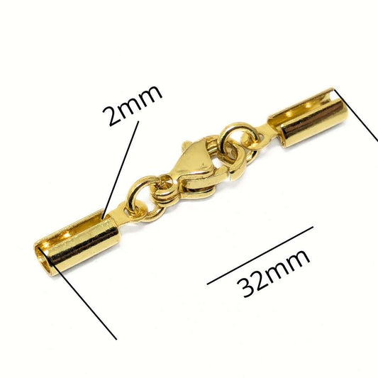 cierre mosqueton en acero inoxidable dorado para cuerdas de 2mm