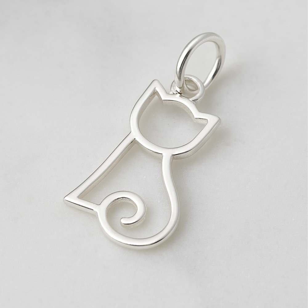 Colgante estilizado de gato con anilla de montaje