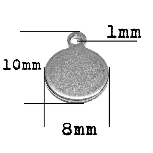 Grabado en Colgante Chapa de acero inox 304 - 8mm Agujero:1mm