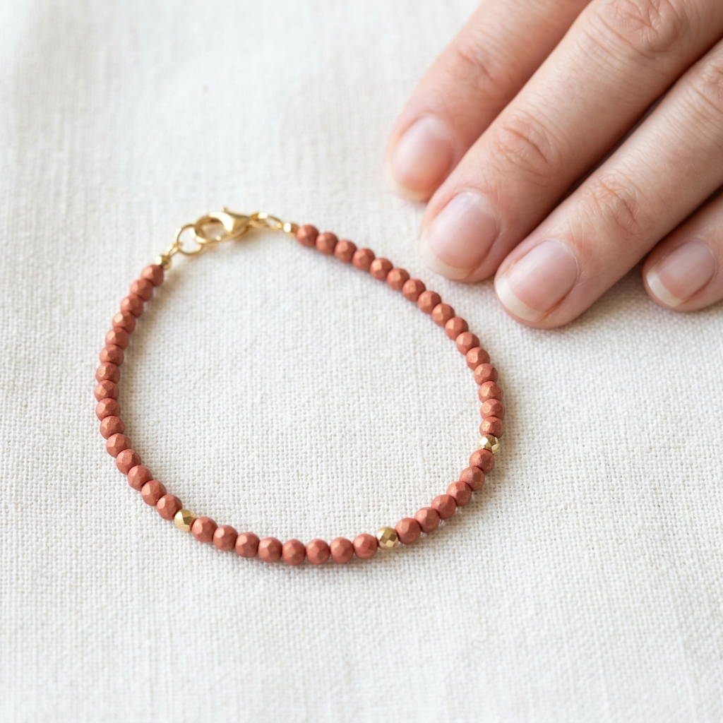 Ejemplo de pulsera con cuentas facetadas Terracotta Blaze de 4 mm