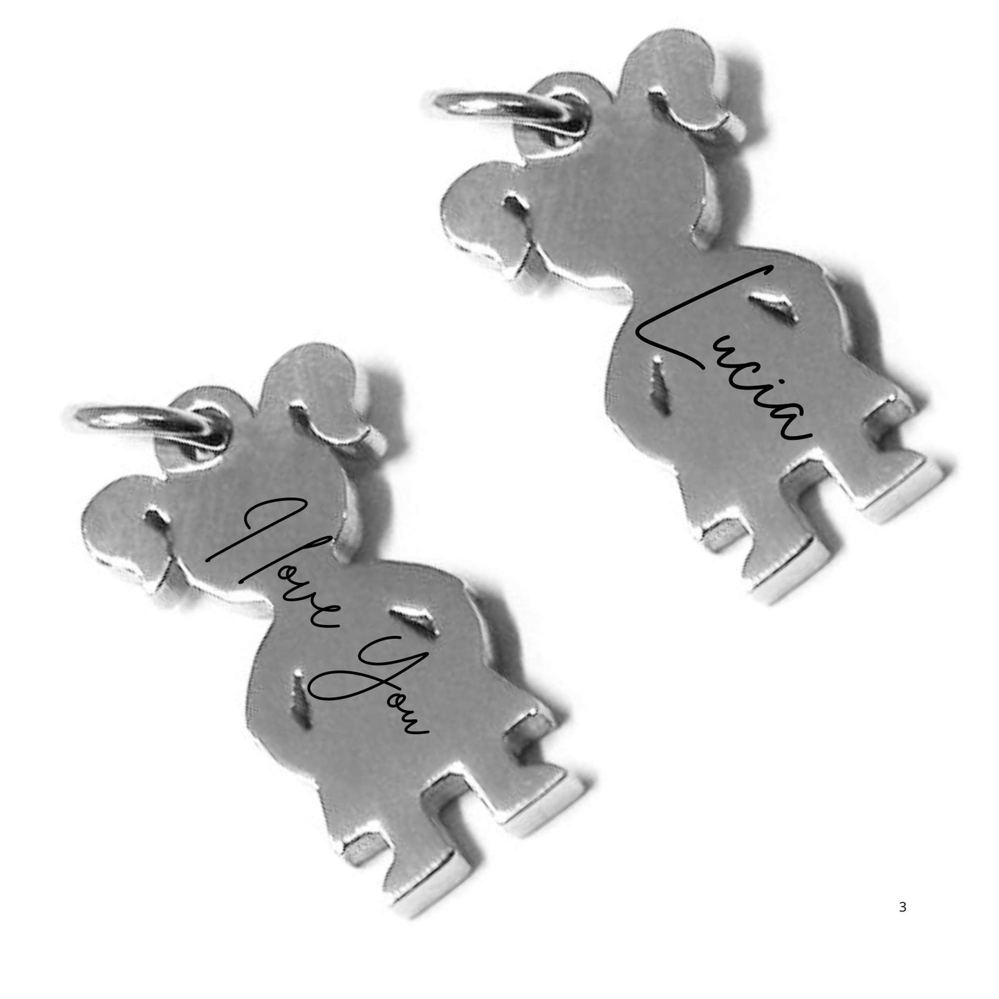 Fille en acier inoxydable - 16x9mm Trou de l'anneau : 2mm