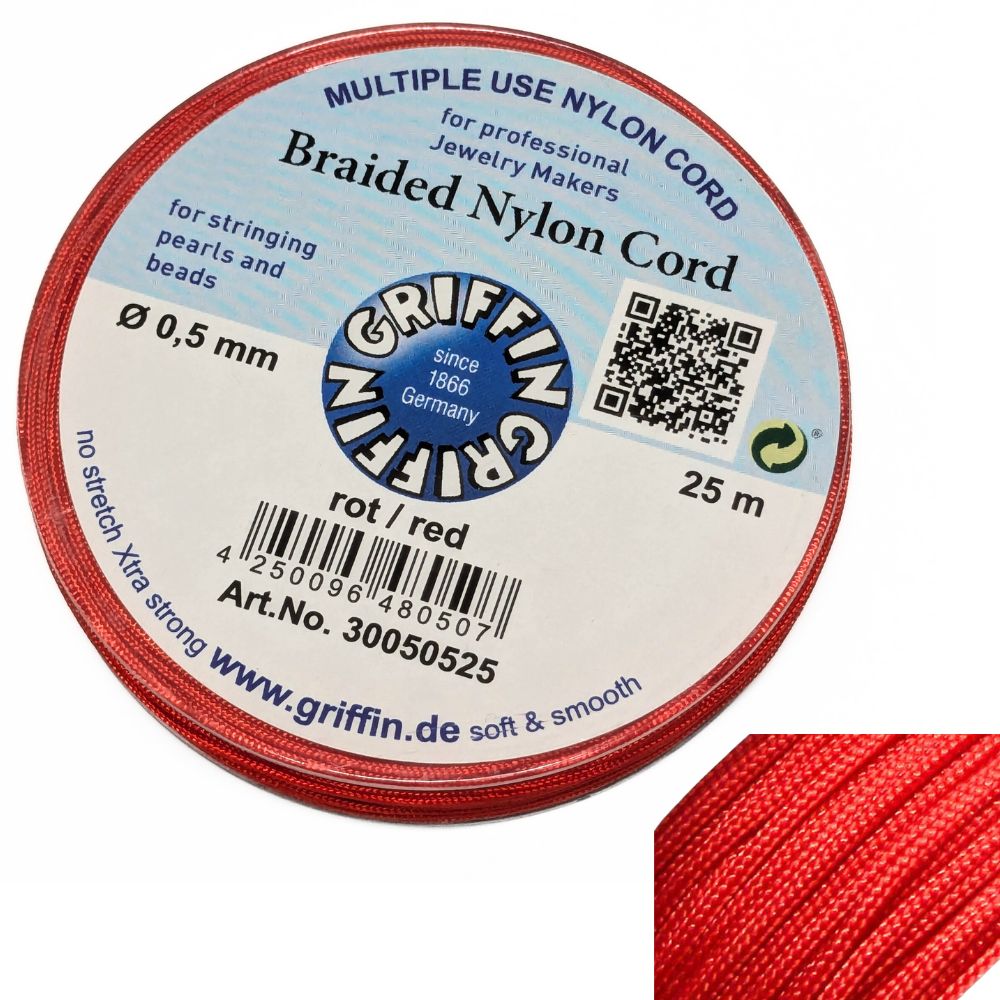 Carreto de linha entrançada europeia Griffin 0,5 mm vermelho 25 m