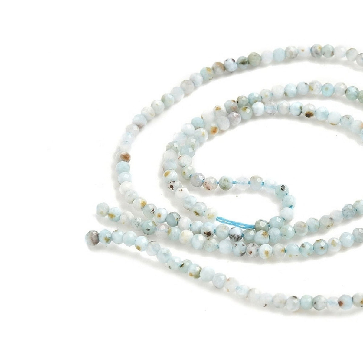 Tira de Cuentas de Larimar Natural Facetadas Redondas de 2 mm - 200 unidades approx