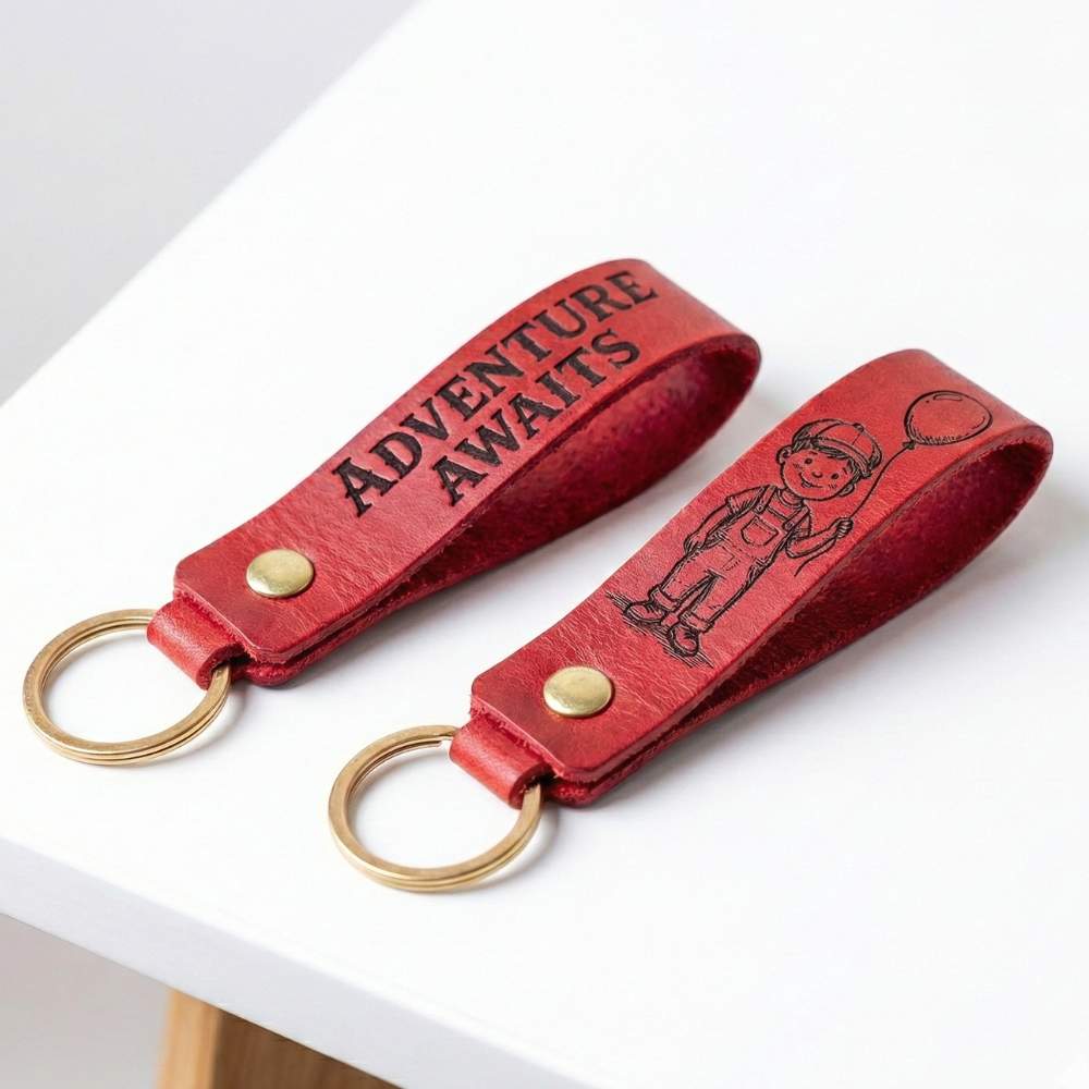 llavero personalizado en imitacion cuero con dibujo o nombre