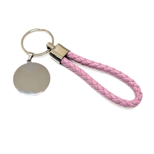 Porte-clés personnalisable en cuir PU tressé-Rose