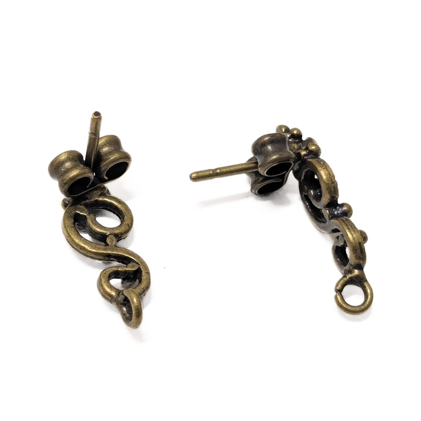 2 x Entrepiezas pendientes "Snake" - Bronce 18mm Agujeros: 1,2mm