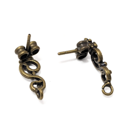 2 x Entrepiezas pendientes "Snake" - Bronce 18mm Agujeros: 1,2mm