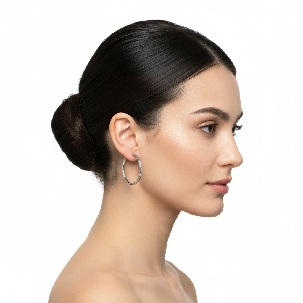 Pendientes de aro en perfil lateral