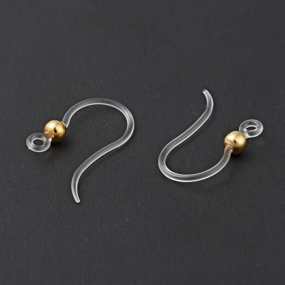 2 crochets hippie en résine 16 x 12 mm, acier inoxydable antiallergique, doré