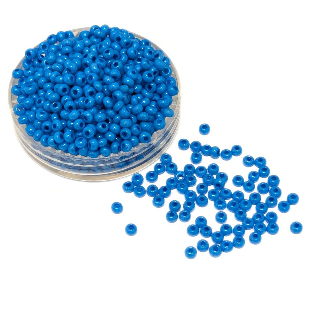 10g de missangas Preciosa 11/0 2mm opacas terra tingida de azul