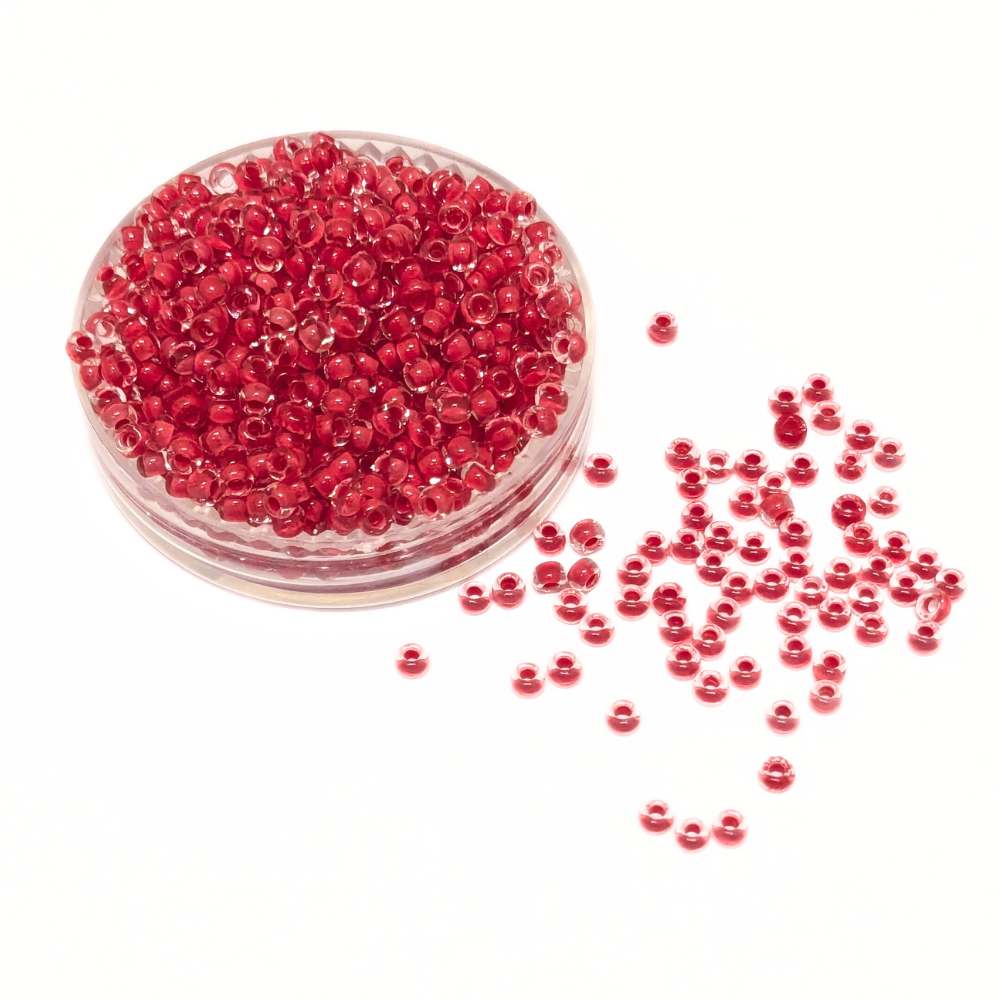 10g de missangas Preciosa 11/0 2mm Terra Intensive Lining Vermelho