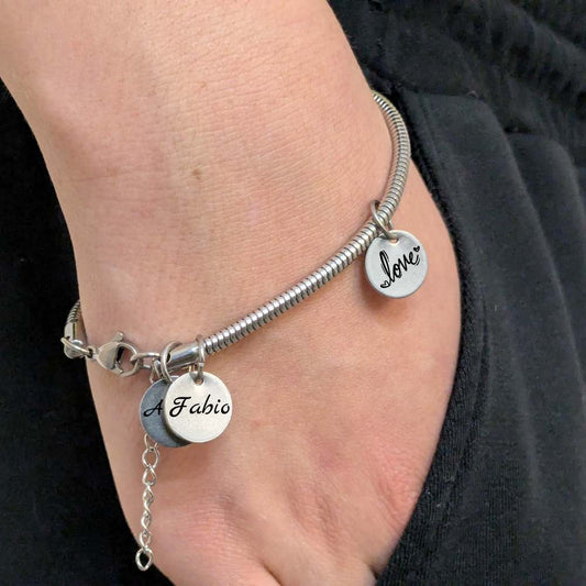 Pulsera con nombres en acero inoxidable