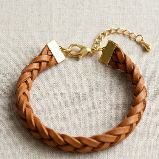 terminales a presion en pulsera de cuero trenzado