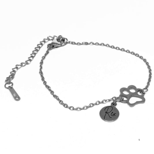 Pulsera Extensible Personalizable Mod. Mascotas con Perfil Huella 100% Inox