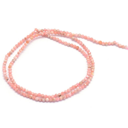 Fil de perles de rhodonite naturelle à facettes rondes de 2 mm-145 unités
