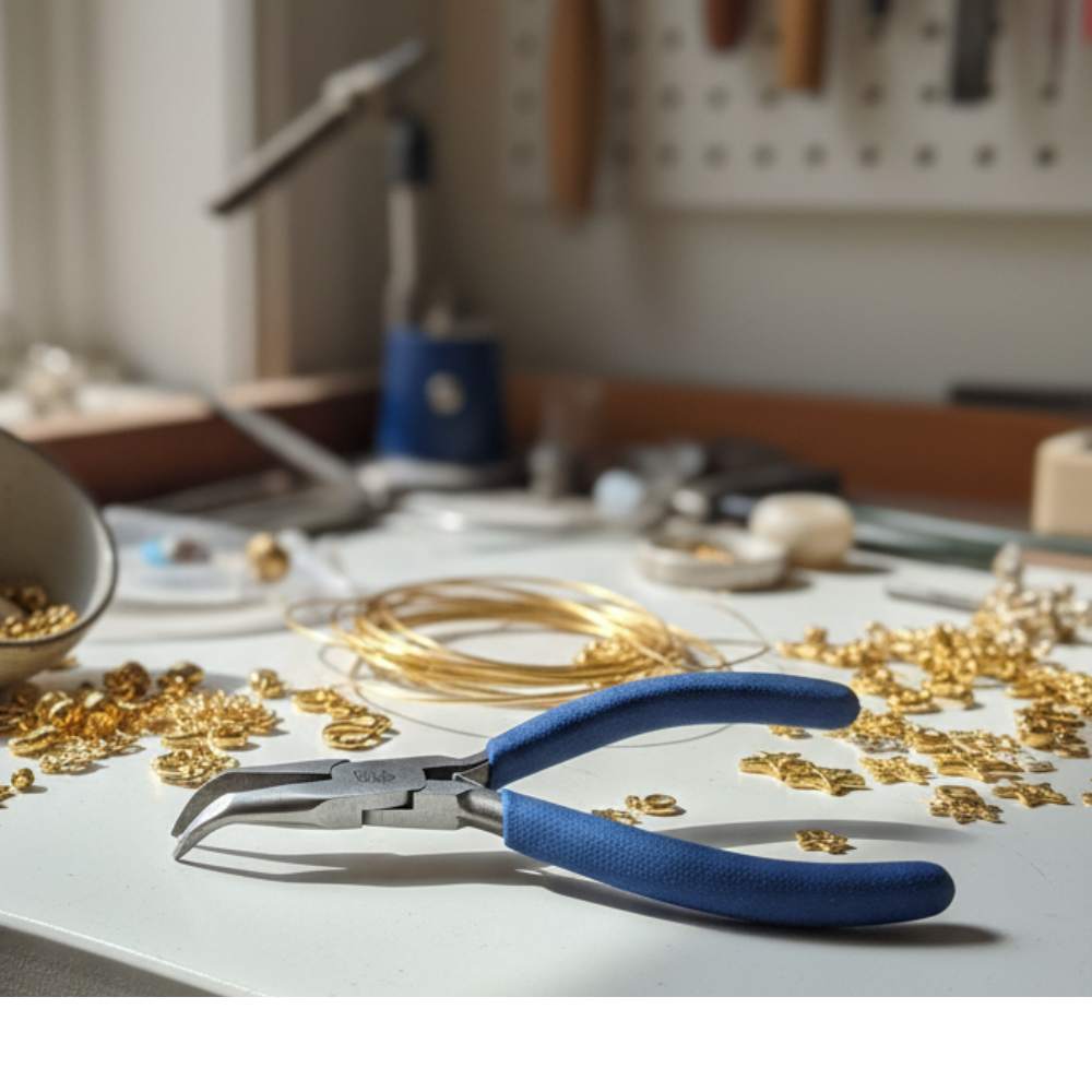 Alicates punta curvada para trabajos de bisutería