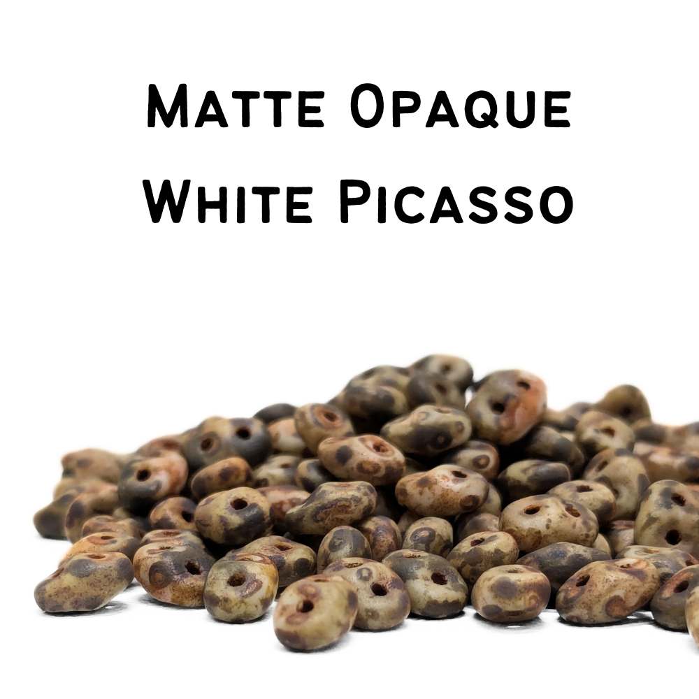 Superduo Matte White Opaque Picasso