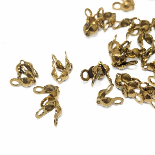 10x Terminales tapanudos acero inoxidable 304 dorados 6 × 3 mm
