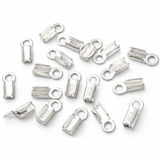 1 x Terminales plegables rectangulares de plata 925 | 3,5 × 8 mm