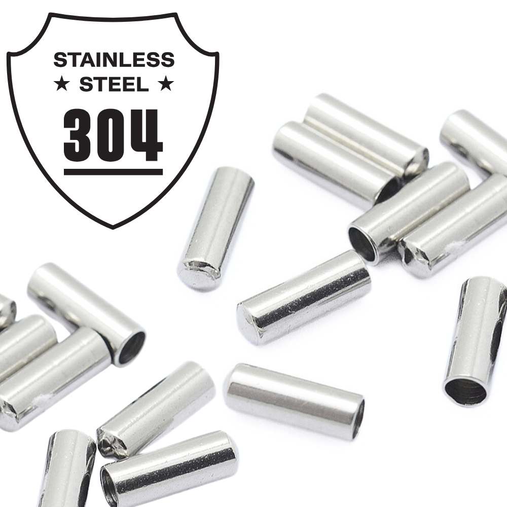 1x Capuchones o Terminales Cordón Acero 304 Plata 7x2.5mm