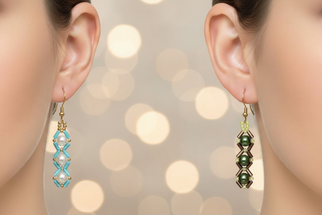 Tutorial pendientes tris con perlas y bugles