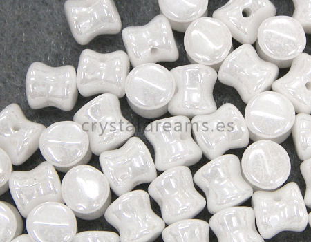 10 Cuentas Pellet by Preciosa™ 4x6mm - White Luster Hematite -  - Crystaldreams Abalorios