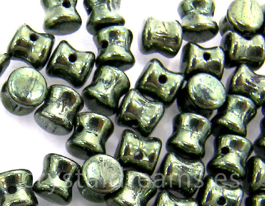 10 Cuentas Pellet by Preciosa™ 4x6mm Jet Luster Green -  - Crystaldreams Abalorios