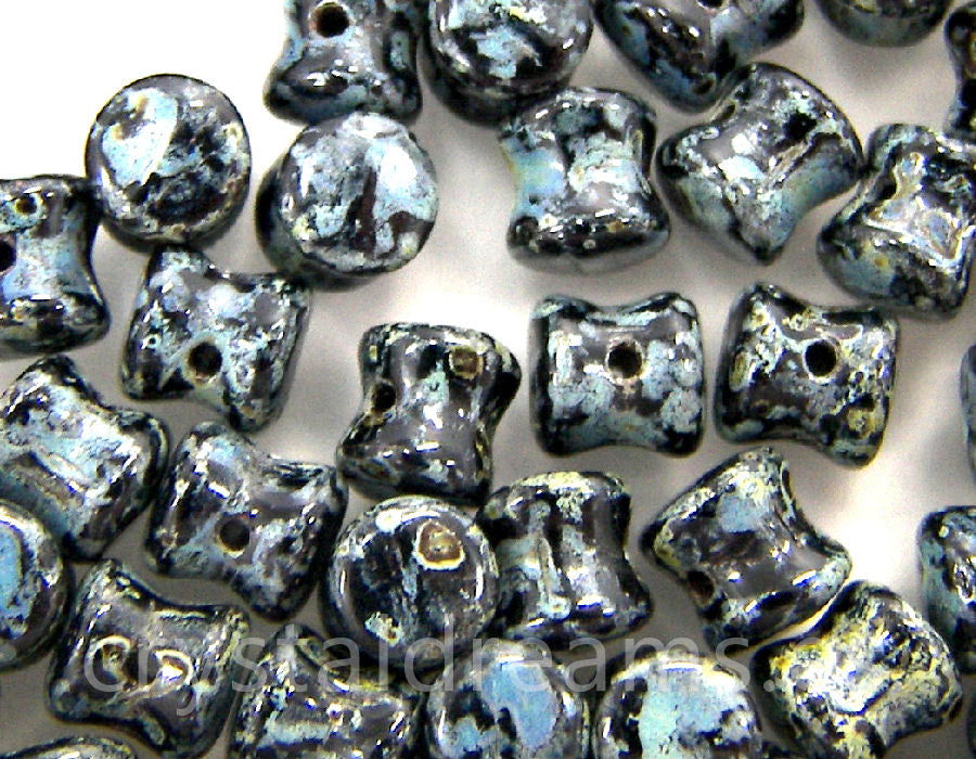 10 Cuentas Pellet by Preciosa™ 4x6mm Jet Travertin -  - Crystaldreams Abalorios