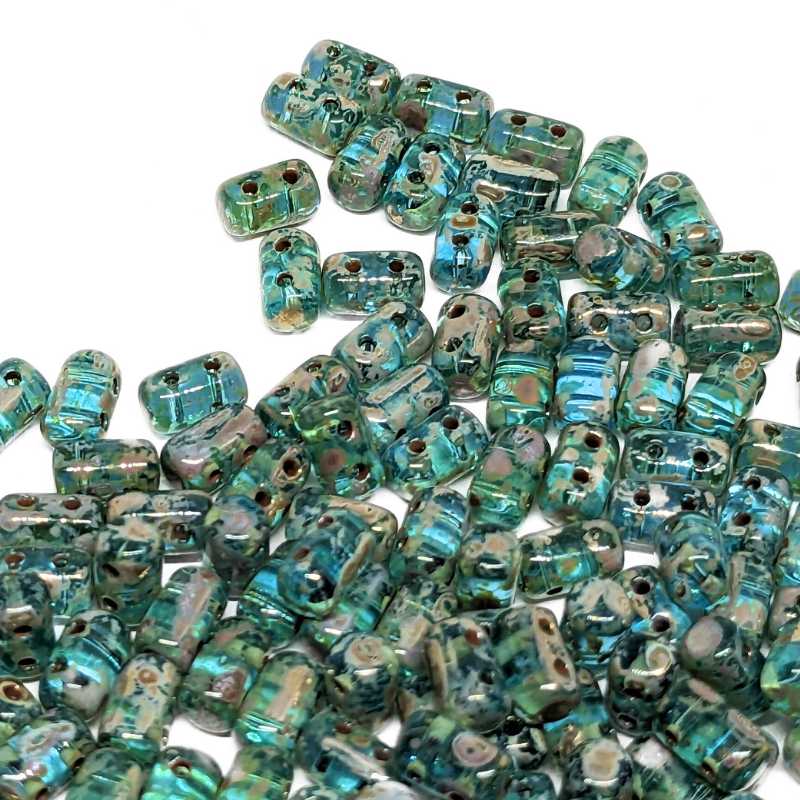 10 gr. Rulla 5x3mm - Aquamarine Picasso -  - Crystaldreams Abalorios