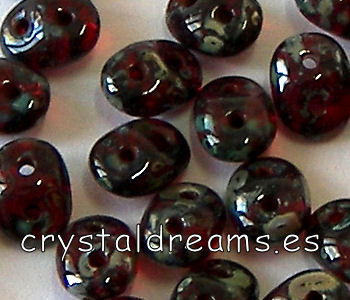 10 gr. Superduo® 2,5 x 5mm Agujeros:0,8mm  RUBY PICASSO -  - Crystaldreams Abalorios