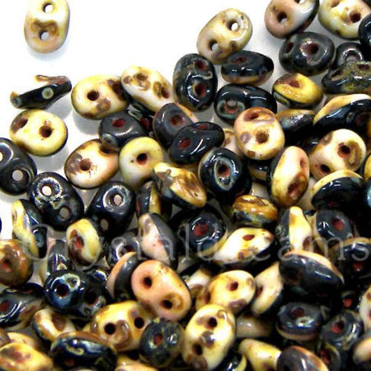 10 gr Superduo® 2,5x5mm Ag:0,8mm DUET BLACK/WHITE DK. TRAVERTIN -  - Crystaldreams Abalorios